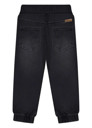 Alakazoo - Calça Jeans Jogging Infantil com Elastano Preto - ALAKAZOO