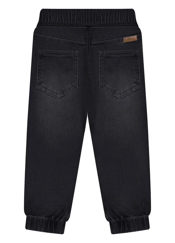 Alakazoo - Calça Jeans Jogging Infantil com Elastano Preto 2