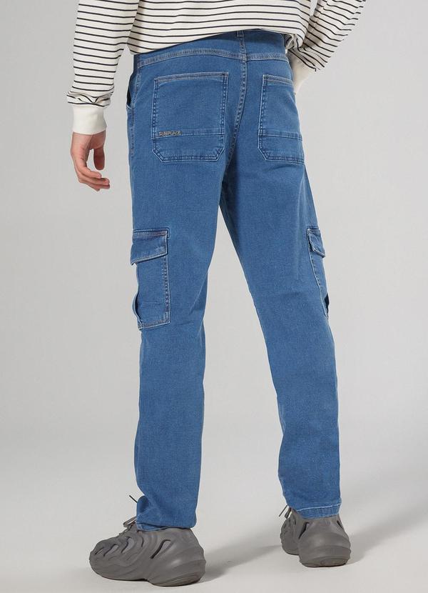 Sun Place - Calça Jeans Juvenil Masculina Reta Cargo Azul 2