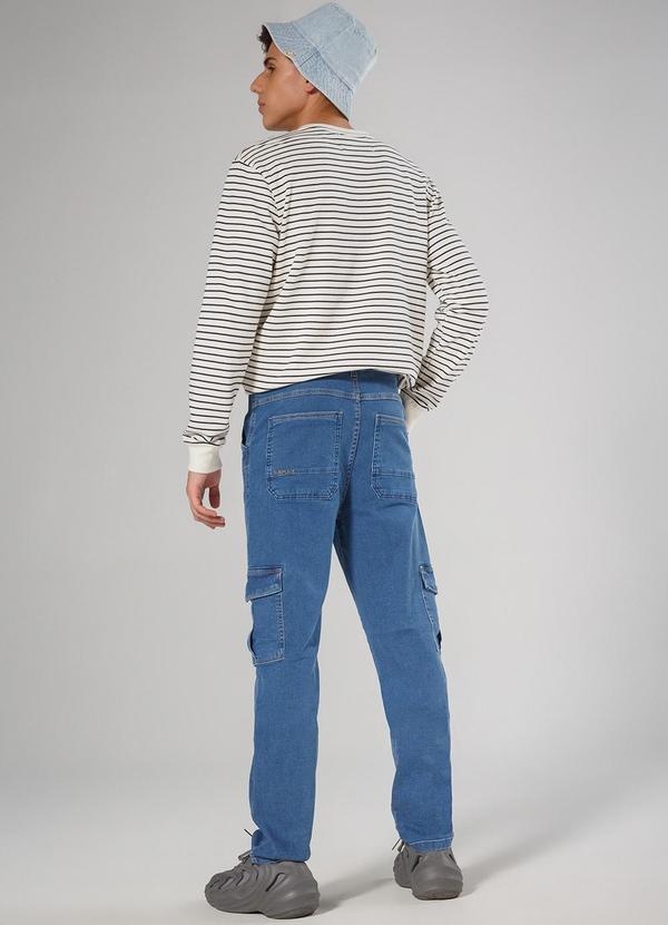 Sun Place - Calça Jeans Juvenil Masculina Reta Cargo Azul 4