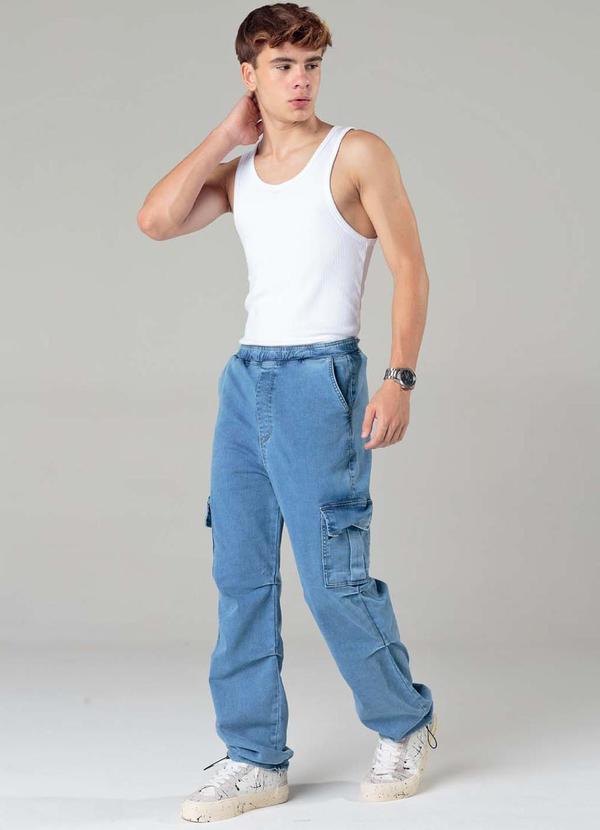 Sun Place - Calça Jeans Parachute Masculina Azul 5