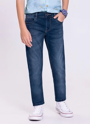 Alakazoo - Calça Jeans Skinny Menino Denim Malha Azul - ALAKAZOO