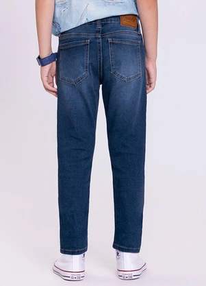 Alakazoo - Calça Jeans Skinny Menino Denim Malha Azul - ALAKAZOO