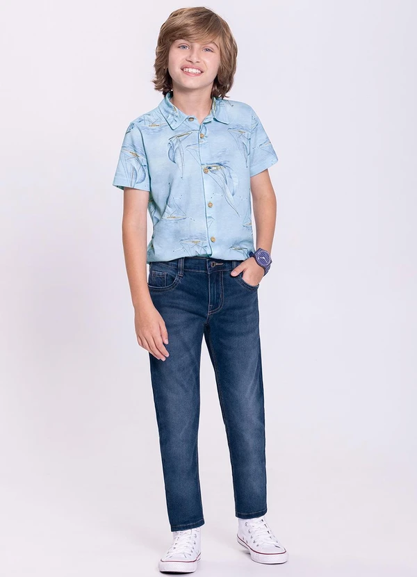 Alakazoo - Calça Jeans Skinny Menino Denim Malha Azul 3