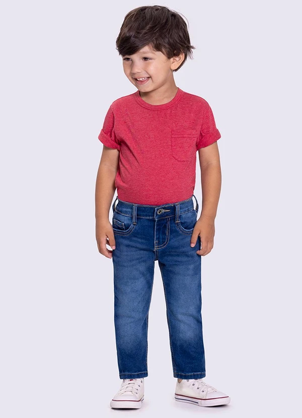 Alakazoo Calça Jeans Skinny Menino Denim Malha Azul