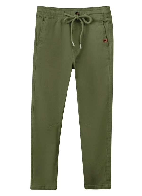 Carinhoso - Calça Jogger Cargo em Sarja Verde Musgo