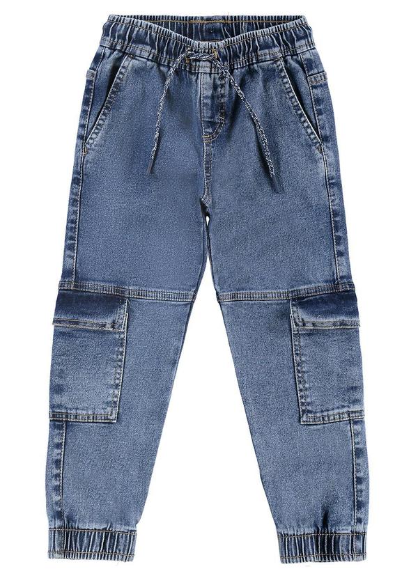Carinhoso - Calça Jogger Cargo Jeans Menino Azul 3