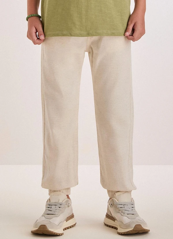 Youccie - Calça Jogger de Linho Cru Cru
