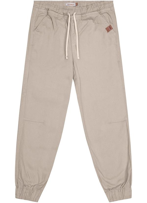 Carinhoso - Calça Jogger em Sarja Menino Bege