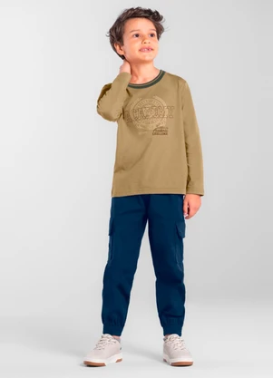 Brandili Mundi - Calça Jogger Infantil Menino Sarja Azul - BRANDILI MUNDI