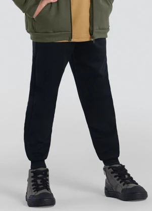Brandili - Calça Jogger Menino em Moletom Preto - BRANDILI