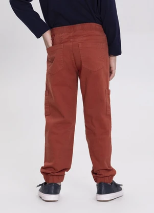 Alakazoo - Calça Jogging de Sarja com Bolso Cargo Laranja - ALAKAZOO