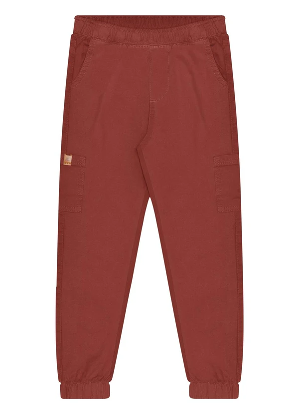 Alakazoo - Calça Jogging de Sarja com Bolso Cargo Laranja 4