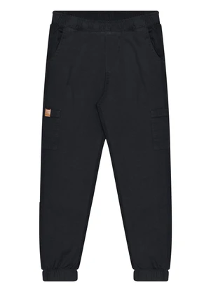 Alakazoo - Calça Jogging de Sarja com Bolso Cargo Preto - ALAKAZOO