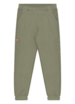 Alakazoo - Calça Jogging de Sarja com Bolso Cargo Verde - ALAKAZOO
