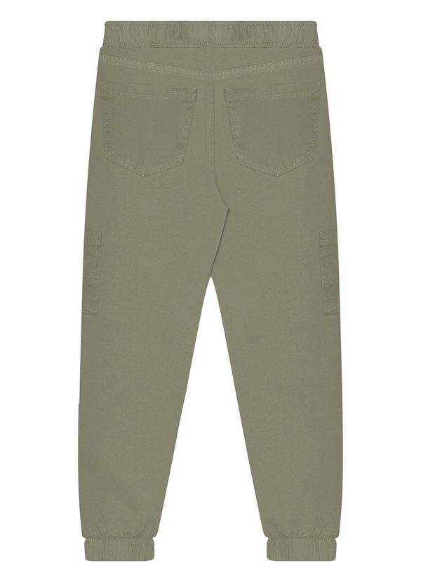 Alakazoo - Calça Jogging de Sarja com Bolso Cargo Verde 2