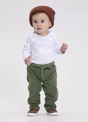 Alakazoo - Calça Jogging Menino em Sarja com Elastano Verde - ALAKAZOO