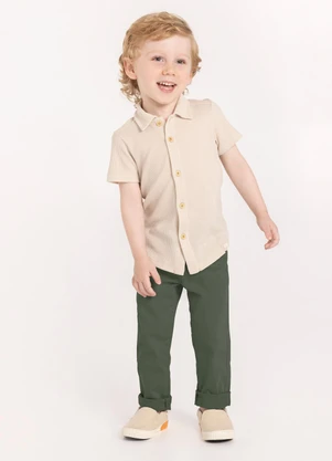 Alakazoo - Calça Jogging Menino em Sarja Verde - ALAKAZOO