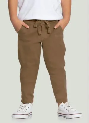 Alakazoo - Calça Jogging Sarja com Elastano Marrom - ALAKAZOO