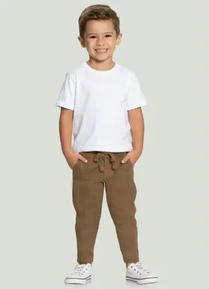 Alakazoo - Calça Jogging Sarja com Elastano Marrom - ALAKAZOO