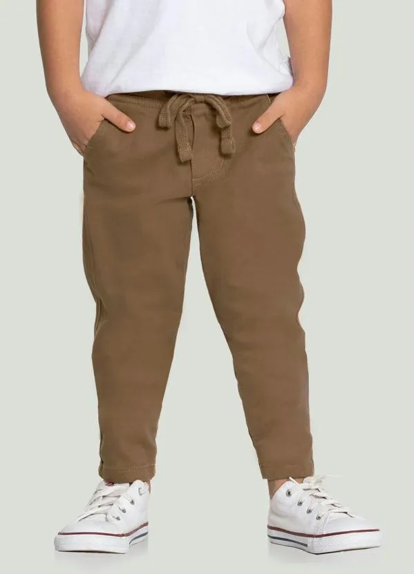 Alakazoo - Calça Jogging Sarja com Elastano Marrom