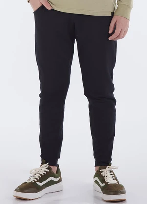 Pulla Bulla - Calça Juvenil Menino Moletom sem Felpa Preto - PULLA BULLA