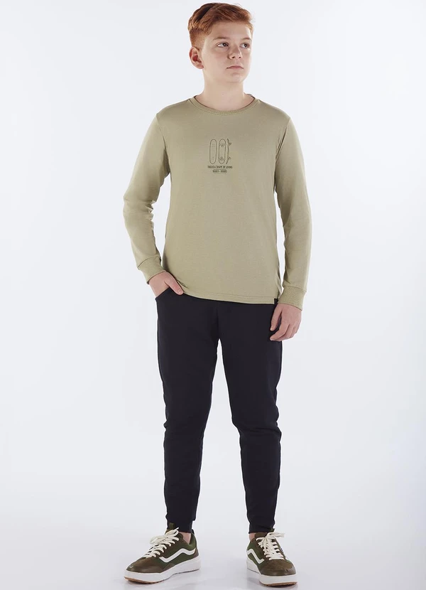 Pulla Bulla - Calça Juvenil Menino Moletom sem Felpa Preto 2