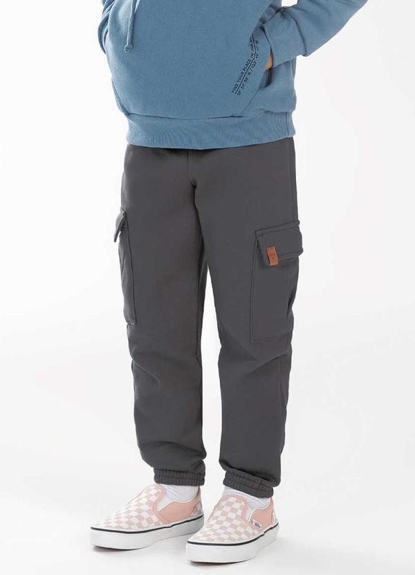 Cativa Kids - Calça Masculino Infantil Estilo Cargo Cinza