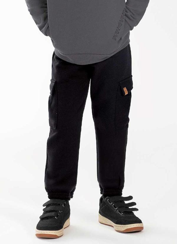 Cativa Kids - Calça Masculino Infantil Estilo Cargo Preto