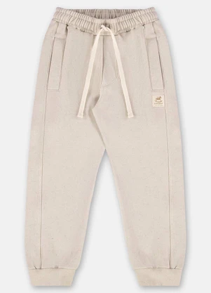 Up Baby - Calça Menino em Moletom Linho Bege - UP BABY