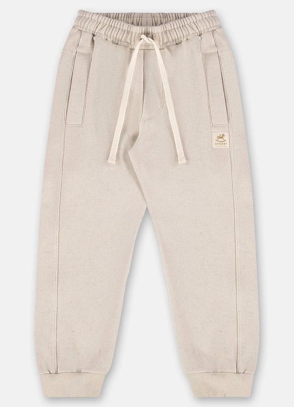 Up Baby - Calça Menino em Moletom Linho Bege