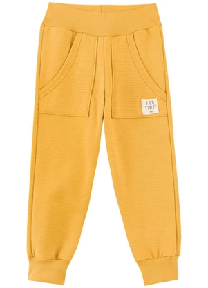 Marlan - Calça Menino em Moletom Listra Relevo Amarelo - MARLAN