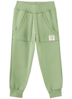 Marlan - Calça Menino em Moletom Listra Relevo Verde - MARLAN