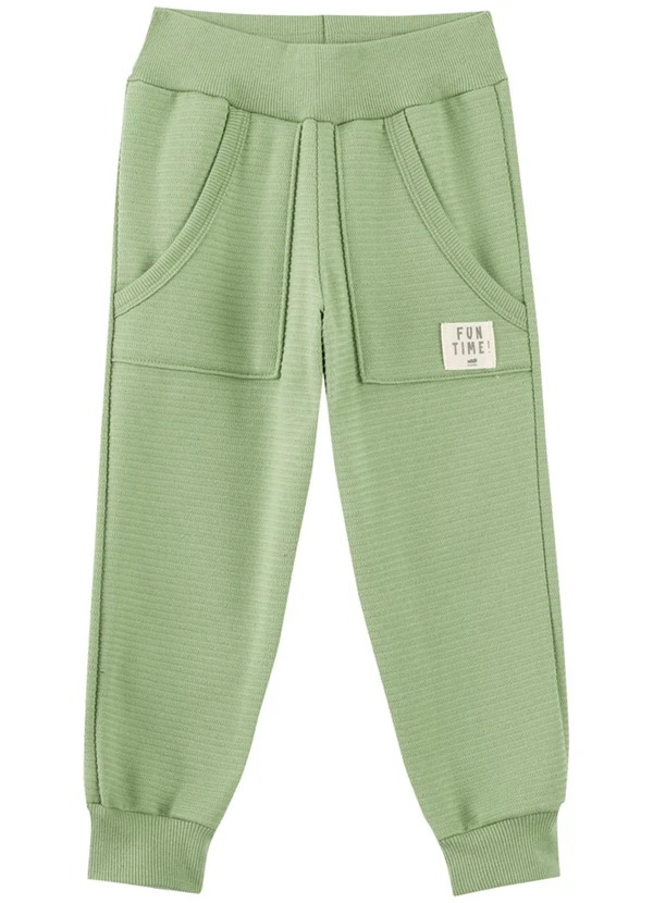 Marlan - Calça Menino em Moletom Listra Relevo Verde