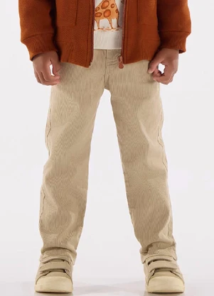 Up Baby - Calça Menino em Sarja Cotelê Bege - UP BABY