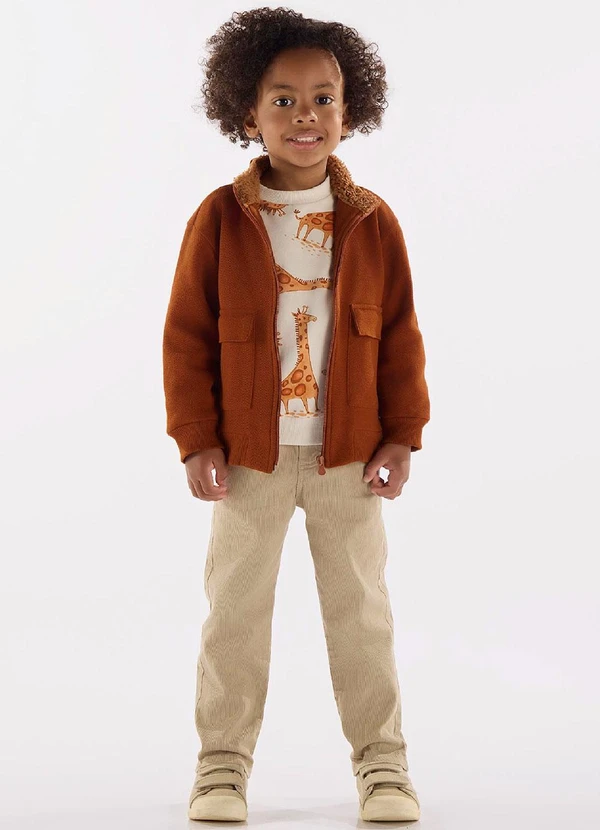 Up Baby - Calça Menino em Sarja Cotelê Bege 2