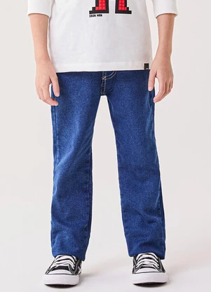 Bimbi - Calça Menino Jeans com Patch e Cadarço Azul - BIMBI