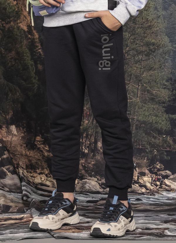 Ioluig - Calça Menino Moletom Felpado Preto