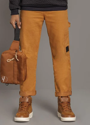 Ioluig - Calça Menino Sarja com Elastano Amarelo - IOLUIG