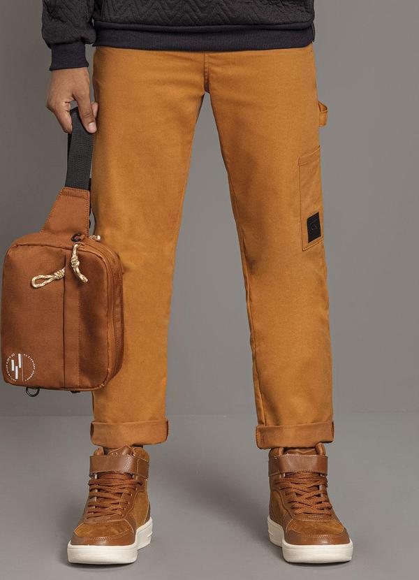 Ioluig - Calça Menino Sarja com Elastano Amarelo