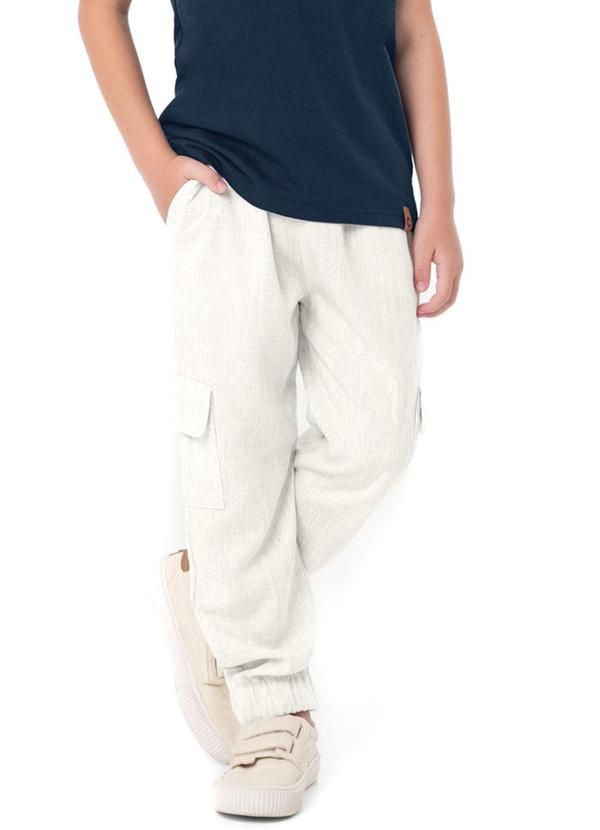 Carinhoso - Calça Off White Jogger Cargo Menino