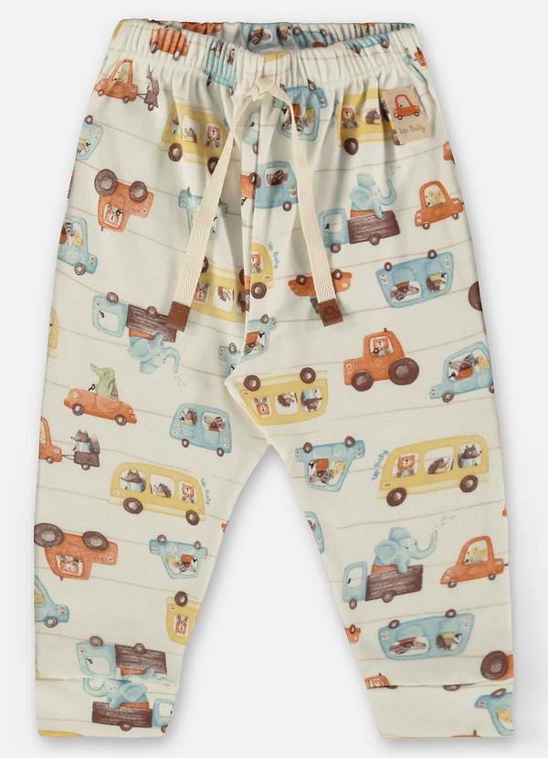 Up Baby - Calça para Bebê Menino em Suedine Bege