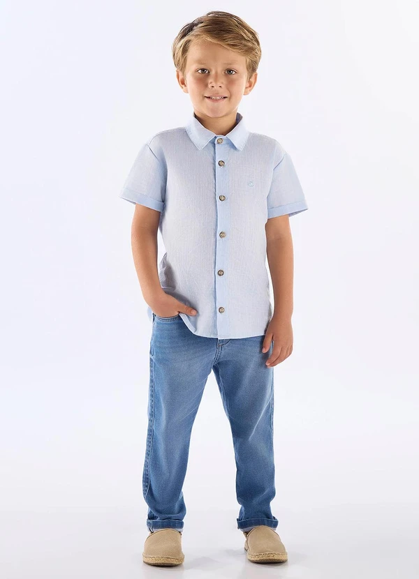 Up Baby - Calça para Menino em Jeans Moletom Azul 2