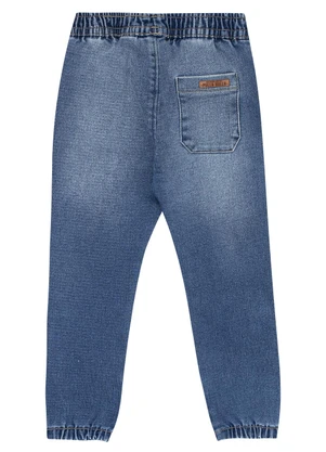 Pulla Bulla - Calça Primeiros Passos Menino Jeans Moletom Azul - PULLA BULLA
