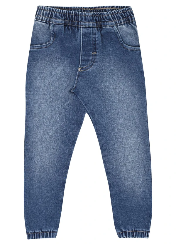 Pulla Bulla - Calça Primeiros Passos Menino Jeans Moletom Azul