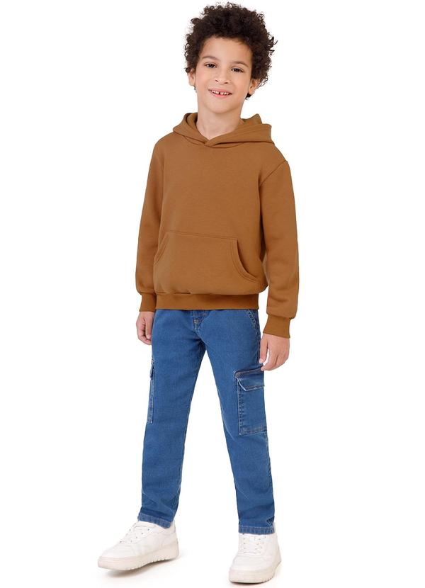 Malwee Kids - Calça Relaxed Fit Cargo Jeans Moletom Azul 2