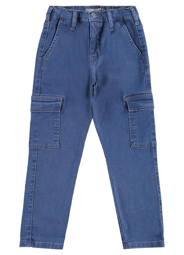 Malwee Kids - Calça Relaxed Fit Cargo Jeans Moletom Azul 3