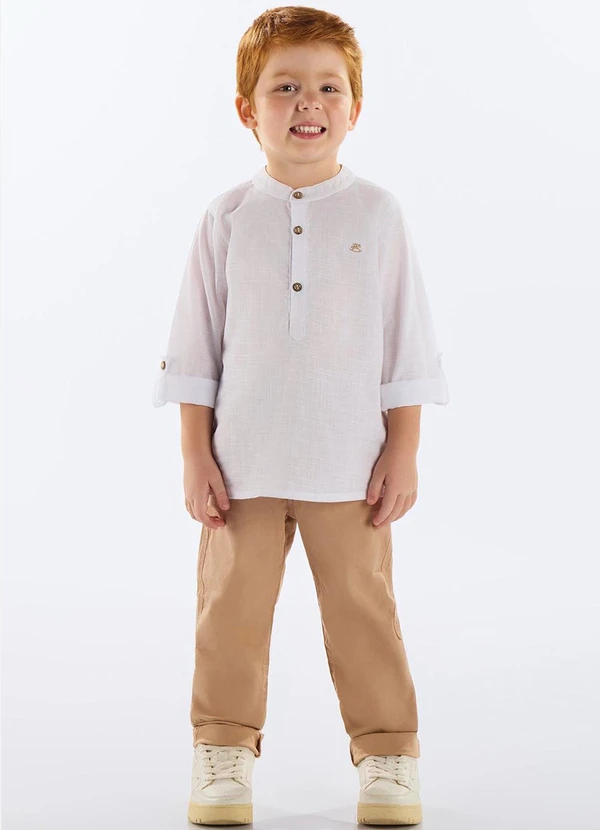 Up Baby - Calça Sarja com Elastano Infantil Bege 2