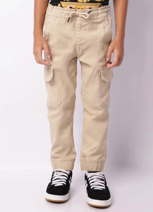 Torra - Calça Sarja Infantil Jogger Bolso Cargo Bege - TORRA