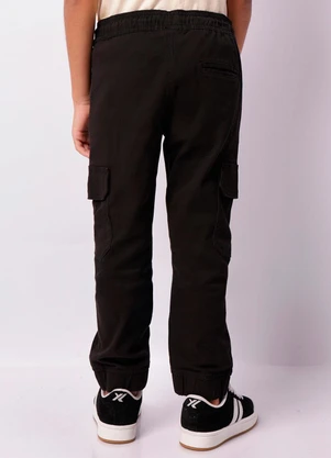 Torra - Calça Sarja Infantil Jogger Bolso Cargo Preto - TORRA